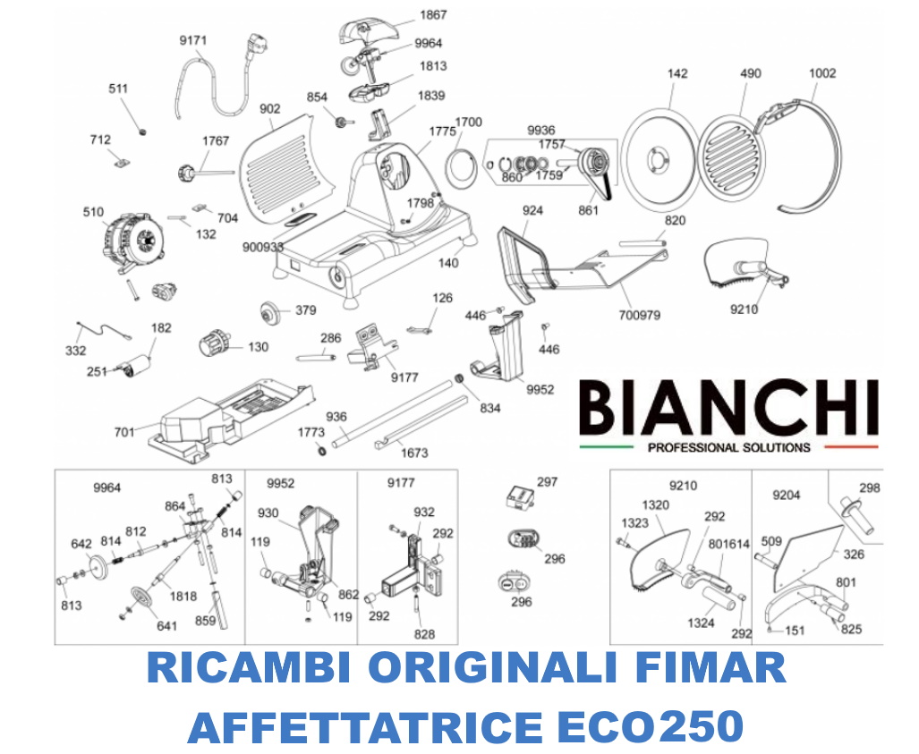 Esploso ricambi per Affettatrici  Fimar ECO250